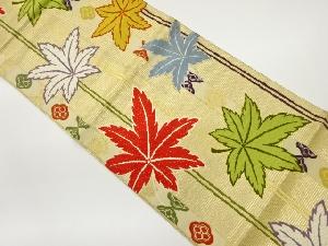 紅葉散文様織出し開き名古屋帯（額縁仕立て）